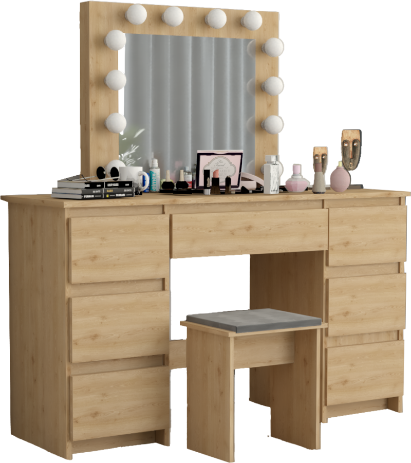 TOALETKA kosmetyczna BIAŁA z lustrem 12 LED BETI7 TABORET CRAFT
