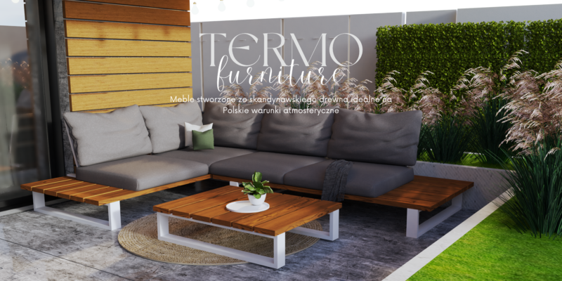 FOTEL OGRODOWY PREMIUM DREWNO TERMO + PODUSZKI / FOTEL NA TARAS / METALOWE NOGI BIAŁE - obrazek 19