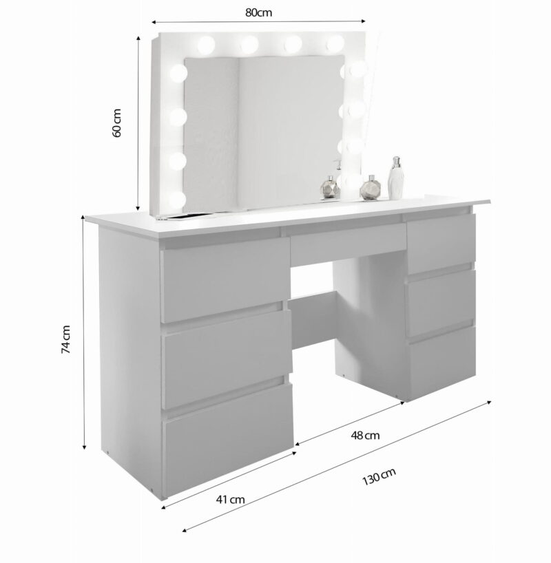 TOALETKA kosmetyczna z lustrem 12 LED wizaż BETI7 KASZMIR - obrazek 5