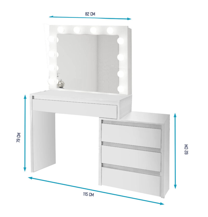 TOALETKA KOSMETYCZNA LUSTRO Z OŚWIETLENIEM 12x LED BETIB Artisan Czarny - obrazek 6
