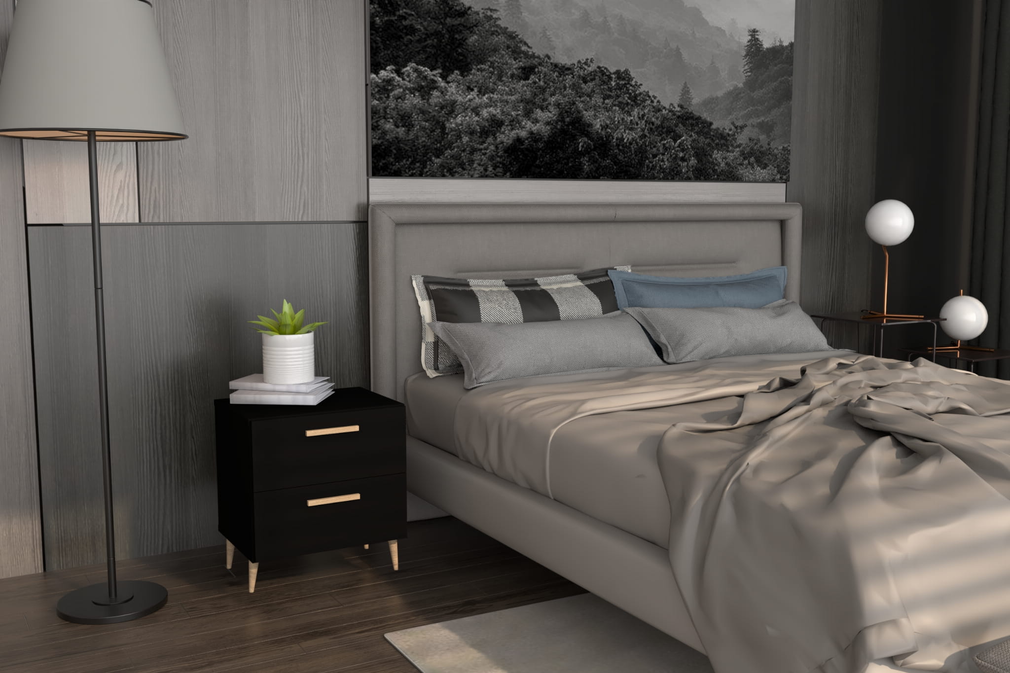 Szafka Nocna w stylu skandynawskim 2 szt NOE CZARNY MAT - obrazek 4