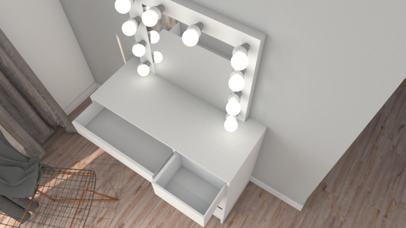 TOALETKA KOSMETYCZNA LUSTRO Z OŚWIETLENIEM 12x LED OLA - obrazek 9