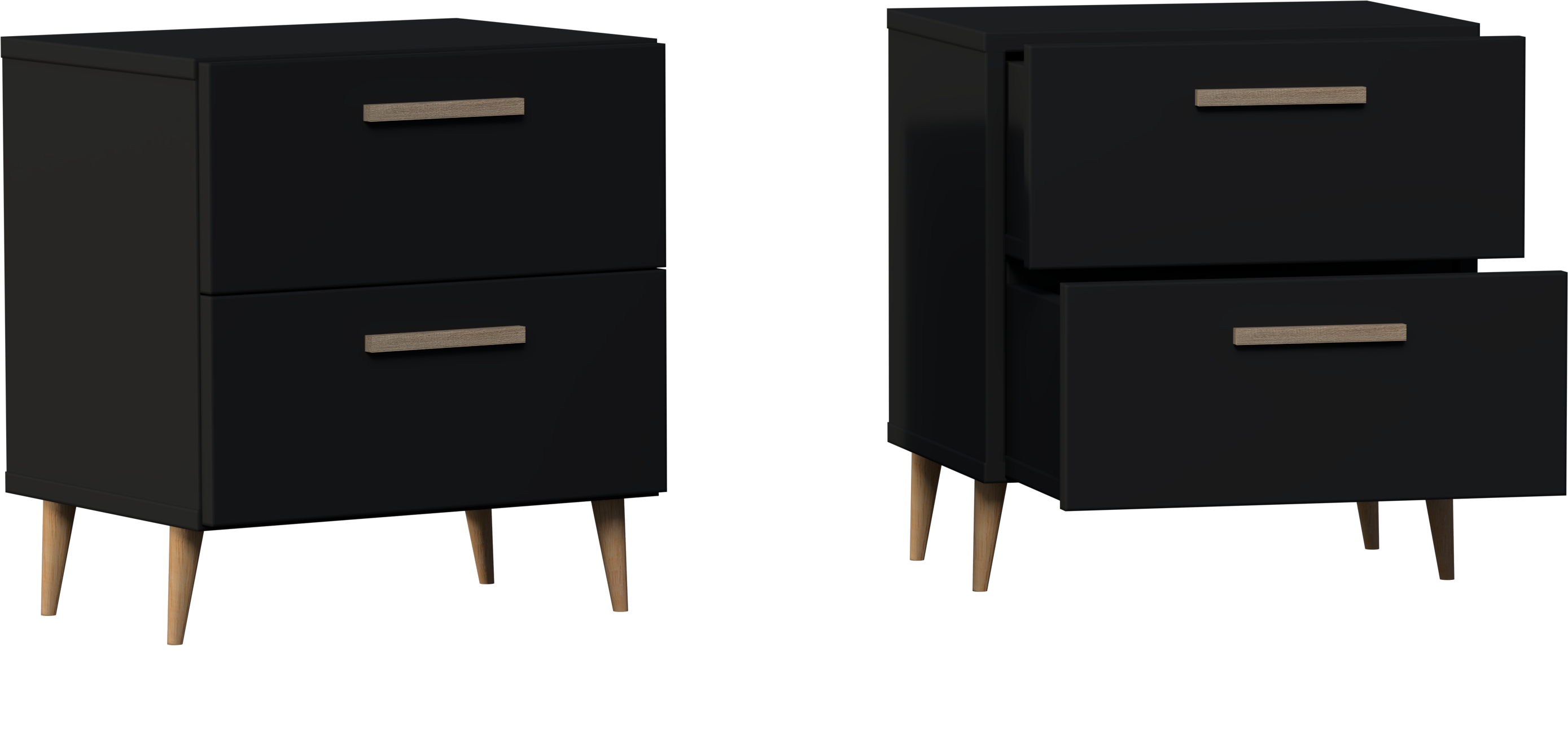 Szafka Nocna w stylu skandynawskim 2 szt NOE CZARNY MAT