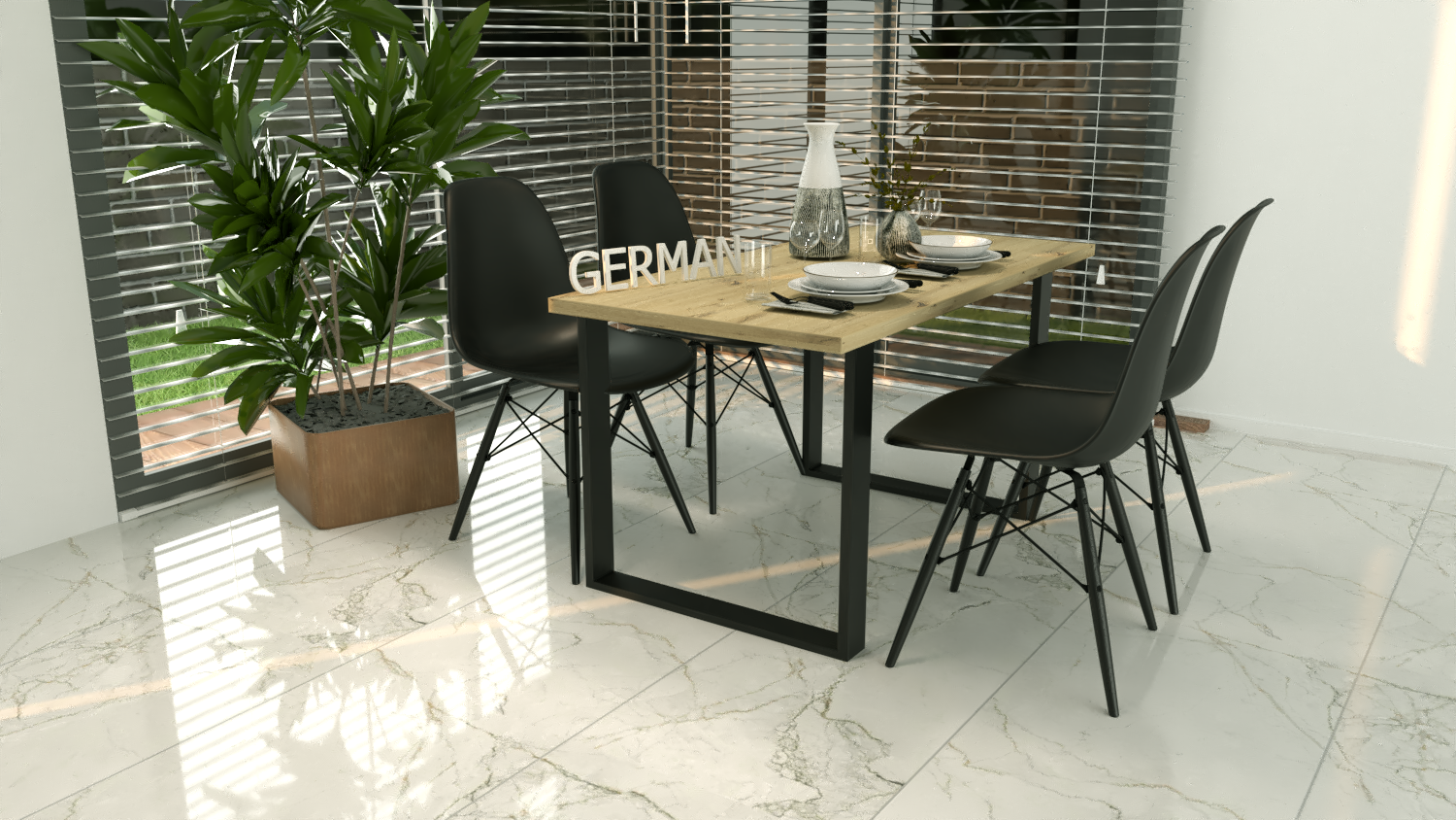 Nowoczesny zestaw do jadalni kuchni STÓŁ i 4 KRZESŁA LOFT METAL - obrazek 4