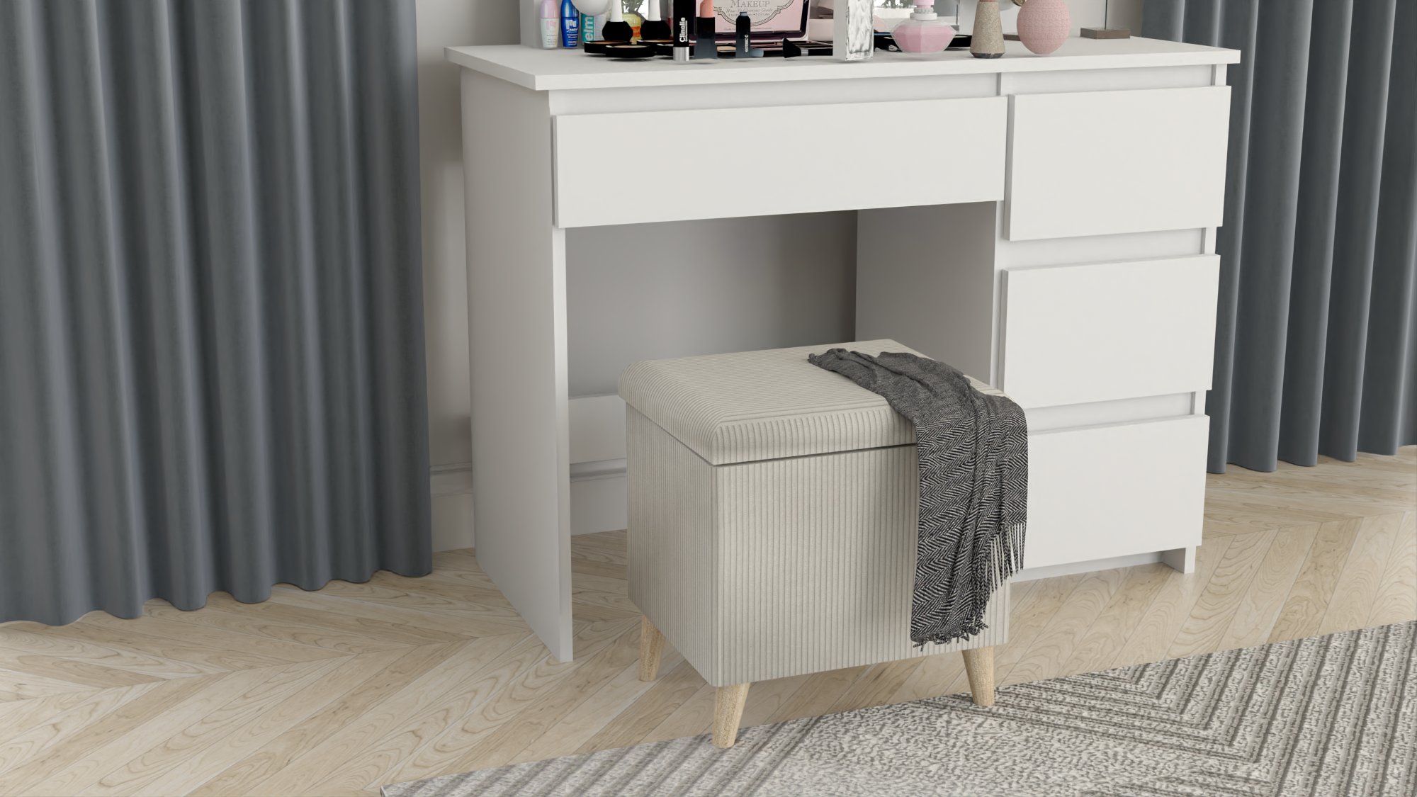 PUFA taboret skrzynia kufer skandynawski NÓŻKI CZARNY - obrazek 5