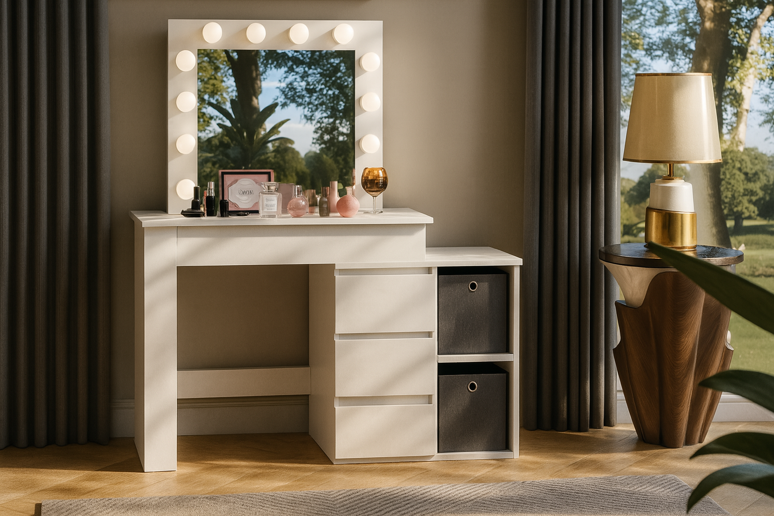 TOALETKA KOSMETYCZNA LUSTRO Z OŚWIETLENIEM 12x LED LIVIA - obrazek 5