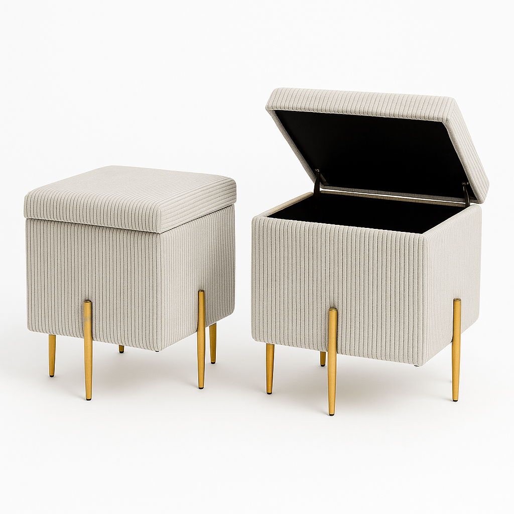 Pufa SOX otwierana ze schowkiem welurowa kufer tapicerowany glamour na złotych nogach do salonu i sypialni SZARY - obrazek 18