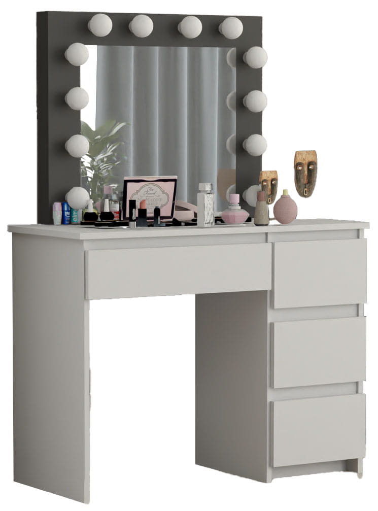 TOALETKA KOSMETYCZNA LUSTRO Z OŚWIETLENIEM 12x LED Biala/Czarna