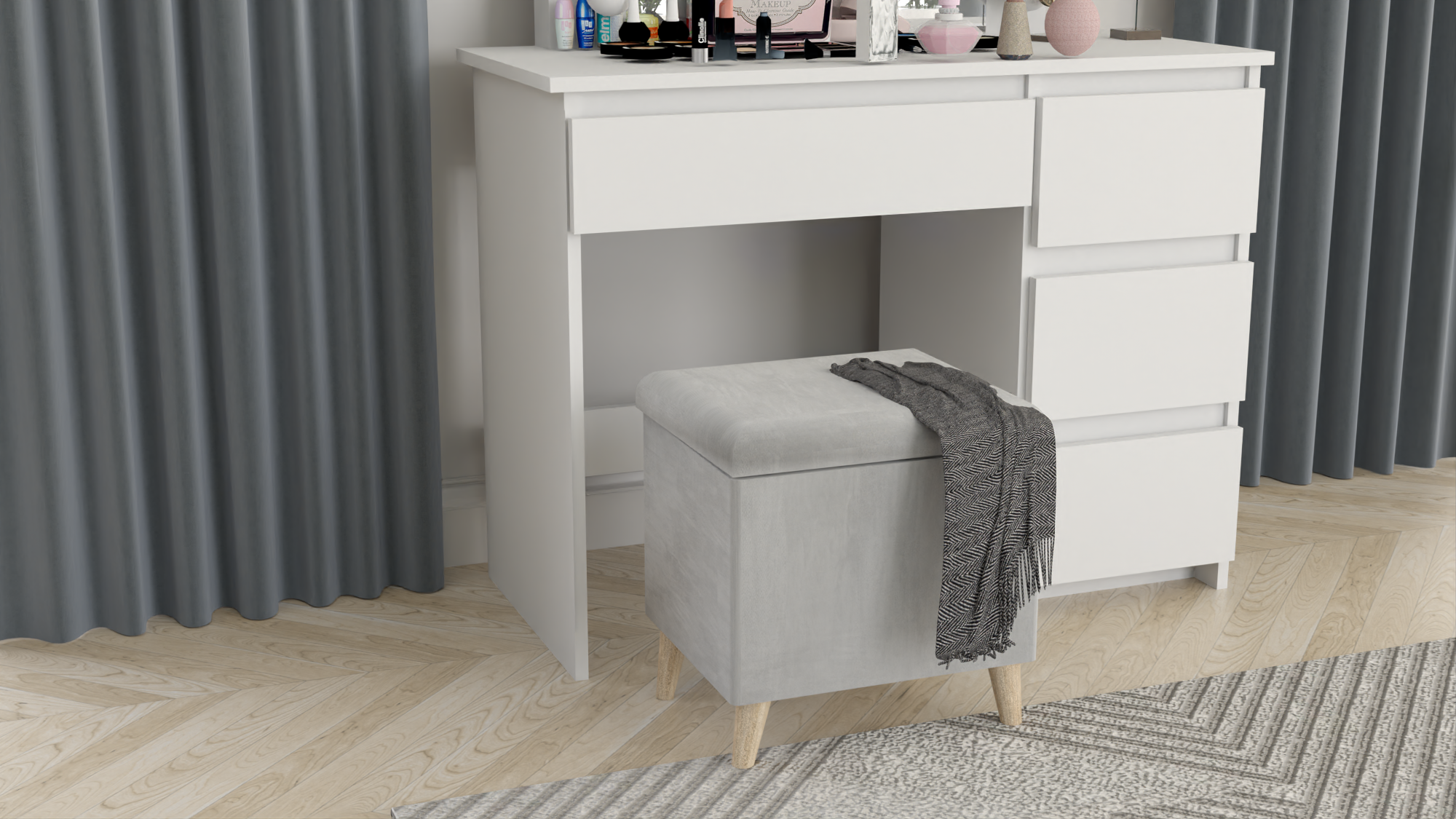 PUFA taboret skrzynia kufer skandynawski NÓŻKI CZARNY - obrazek 10