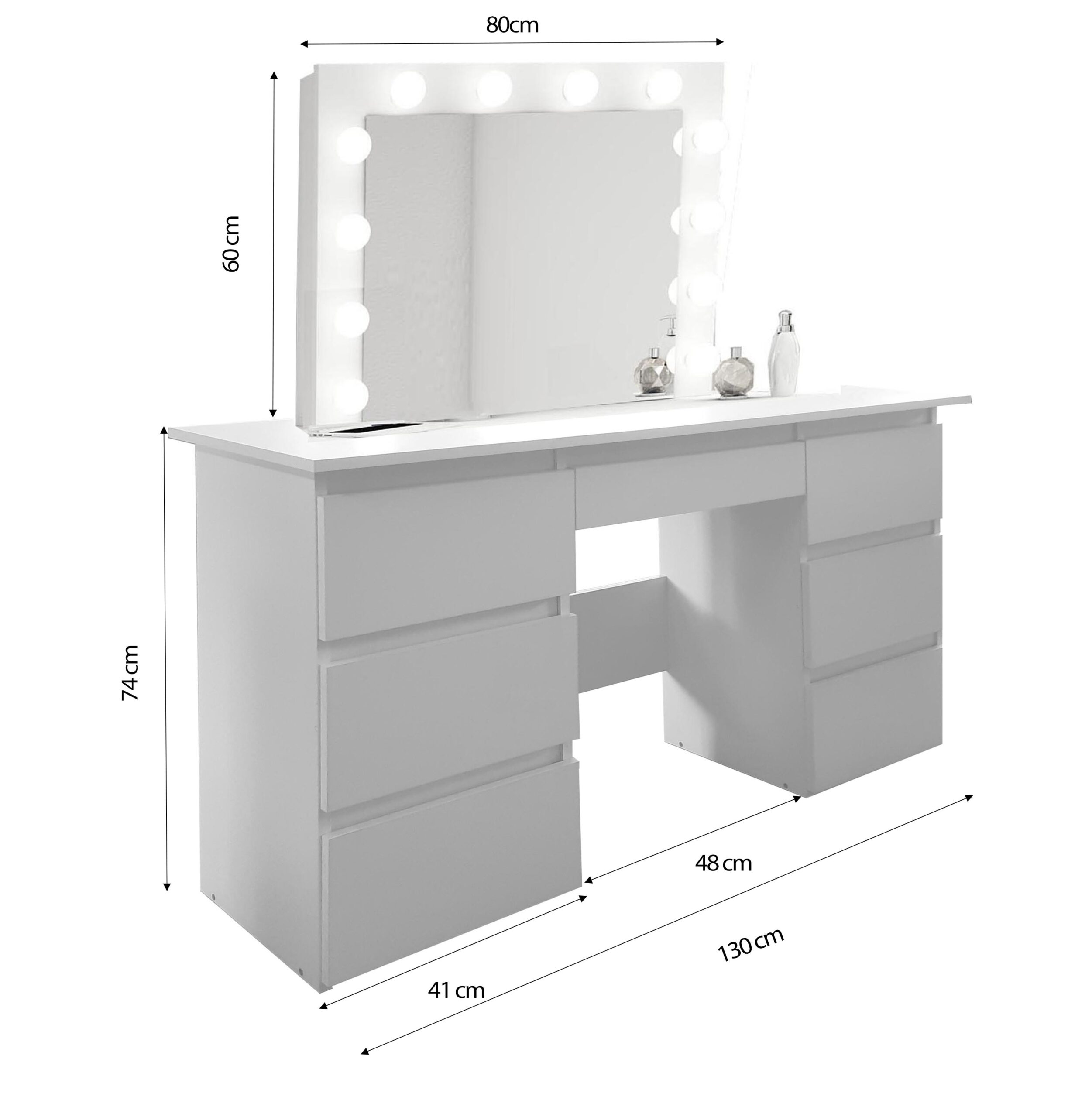 TOALETKA kosmetyczna z lustrem 12 LED wizaż BETI7 DĄB ARTISAN Czarna - obrazek 7