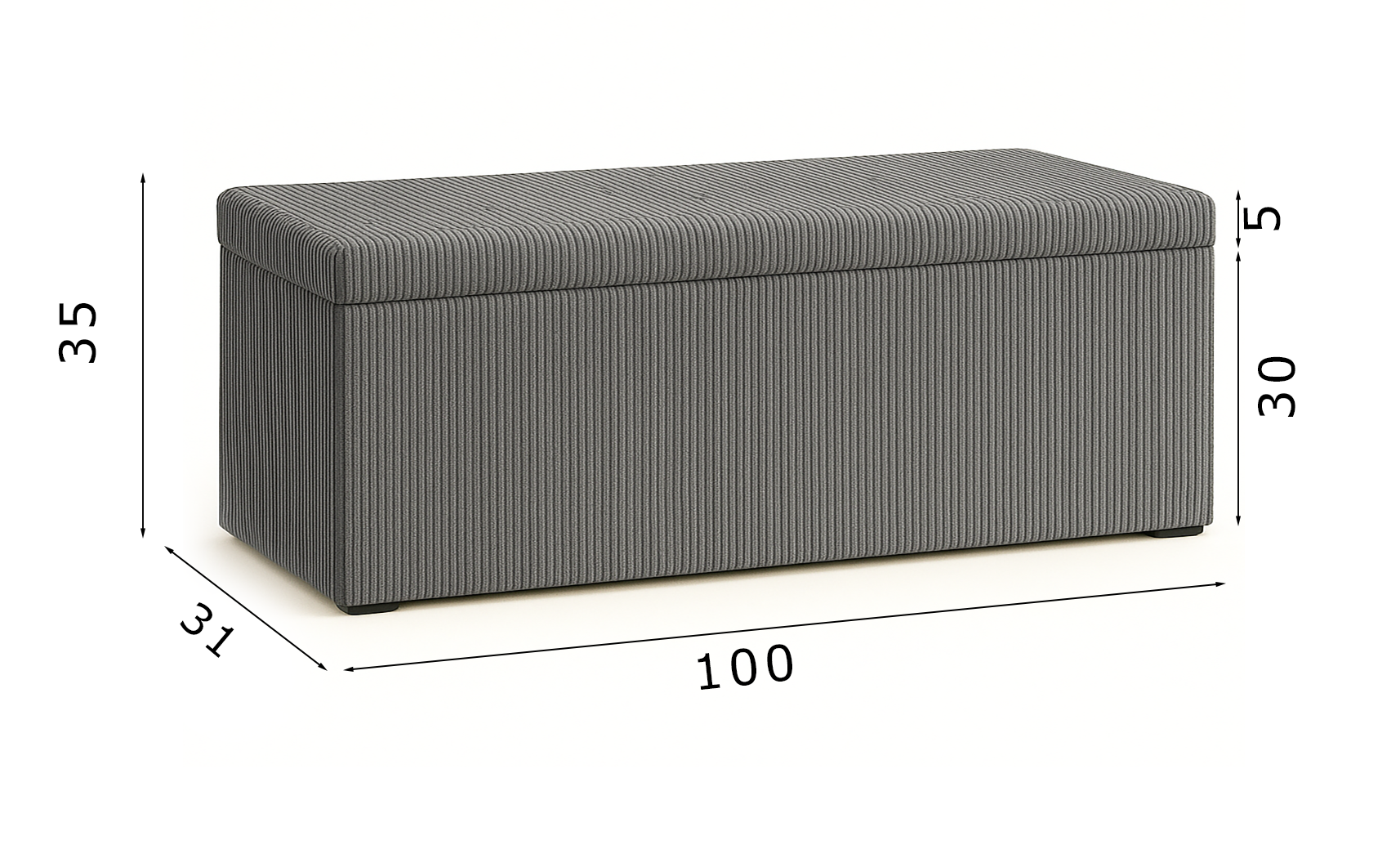 PUFA BEN 100 AMBER 26 – Duża Otwierana Skrzynia z Weluru, Sypialnia przedpokój 100 cm - obrazek 2