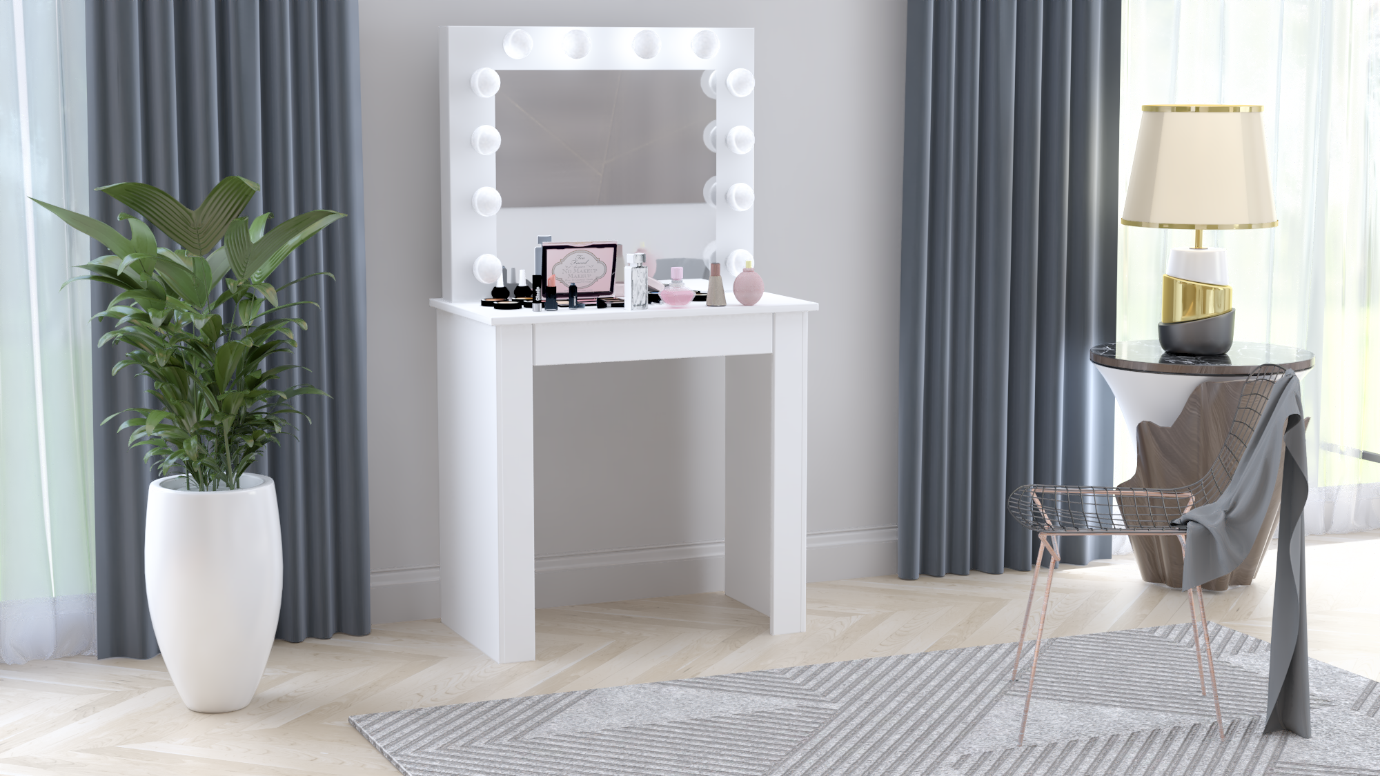 TOALETKA LUSTRO DO MAKIJAŻU WIZAŻU Z OŚWIETLENIEM 12X LEDBETI1 - obrazek 4