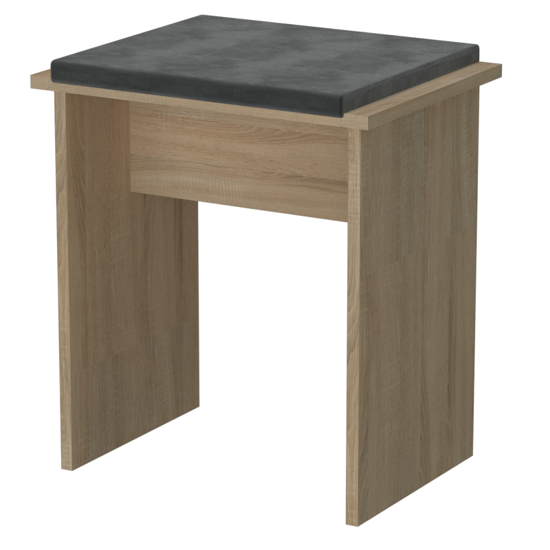 TOALETKA kosmetyczna LUSTRO 12 LED TABORET tapicerowany CZARNY - obrazek 6