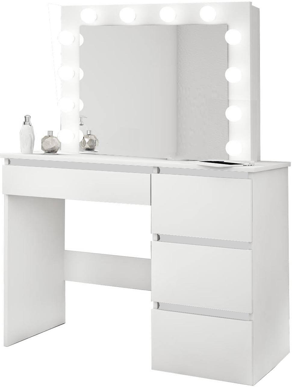 TOALETKA KOSMETYCZNA LUSTRO Z OŚWIETLENIEM 12x LED czarna - obrazek 4