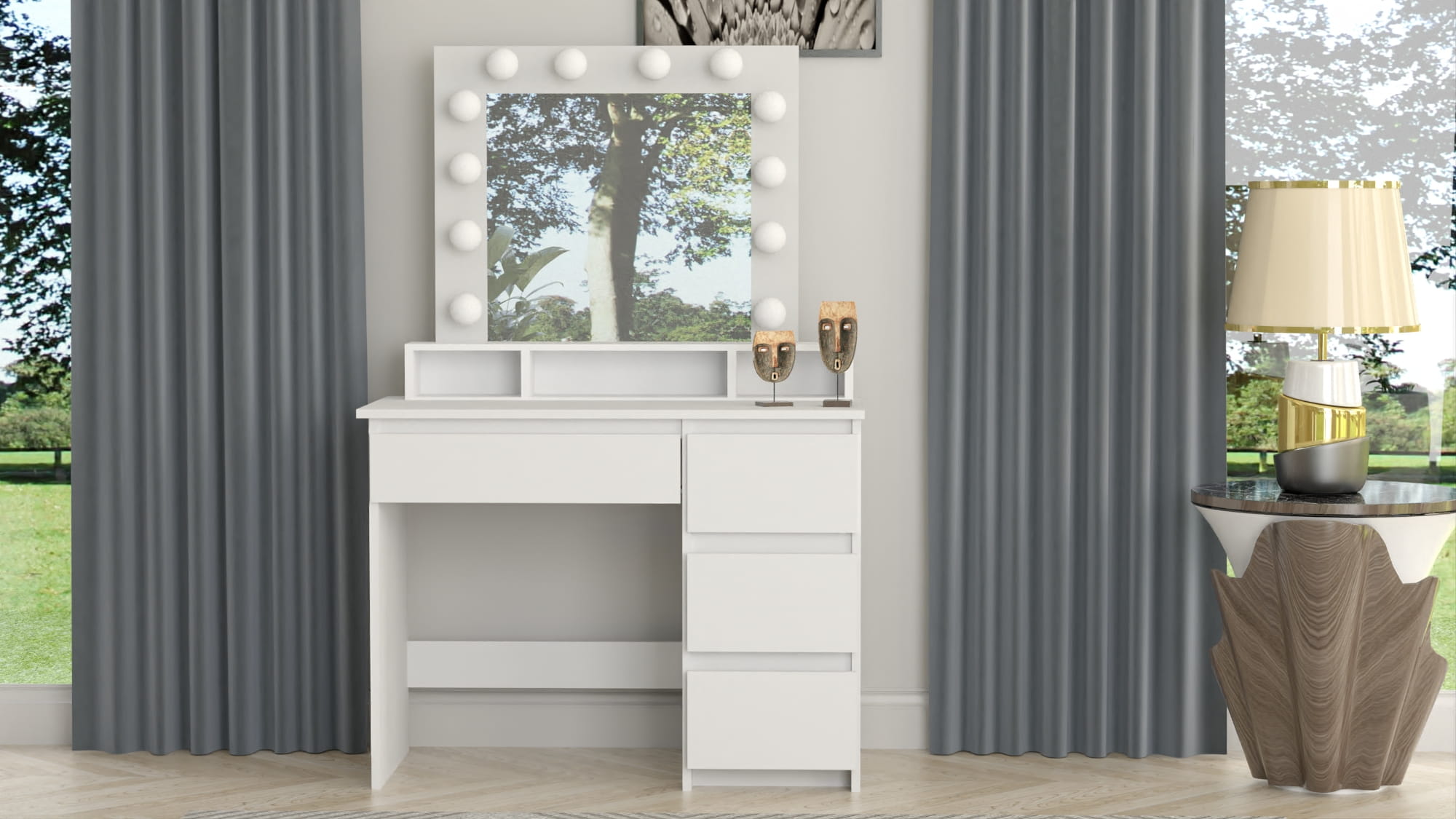 TOALETKA KOSMETYCZNA LUSTRO Z OŚWIETLENIEM 12x LED RL - obrazek 3