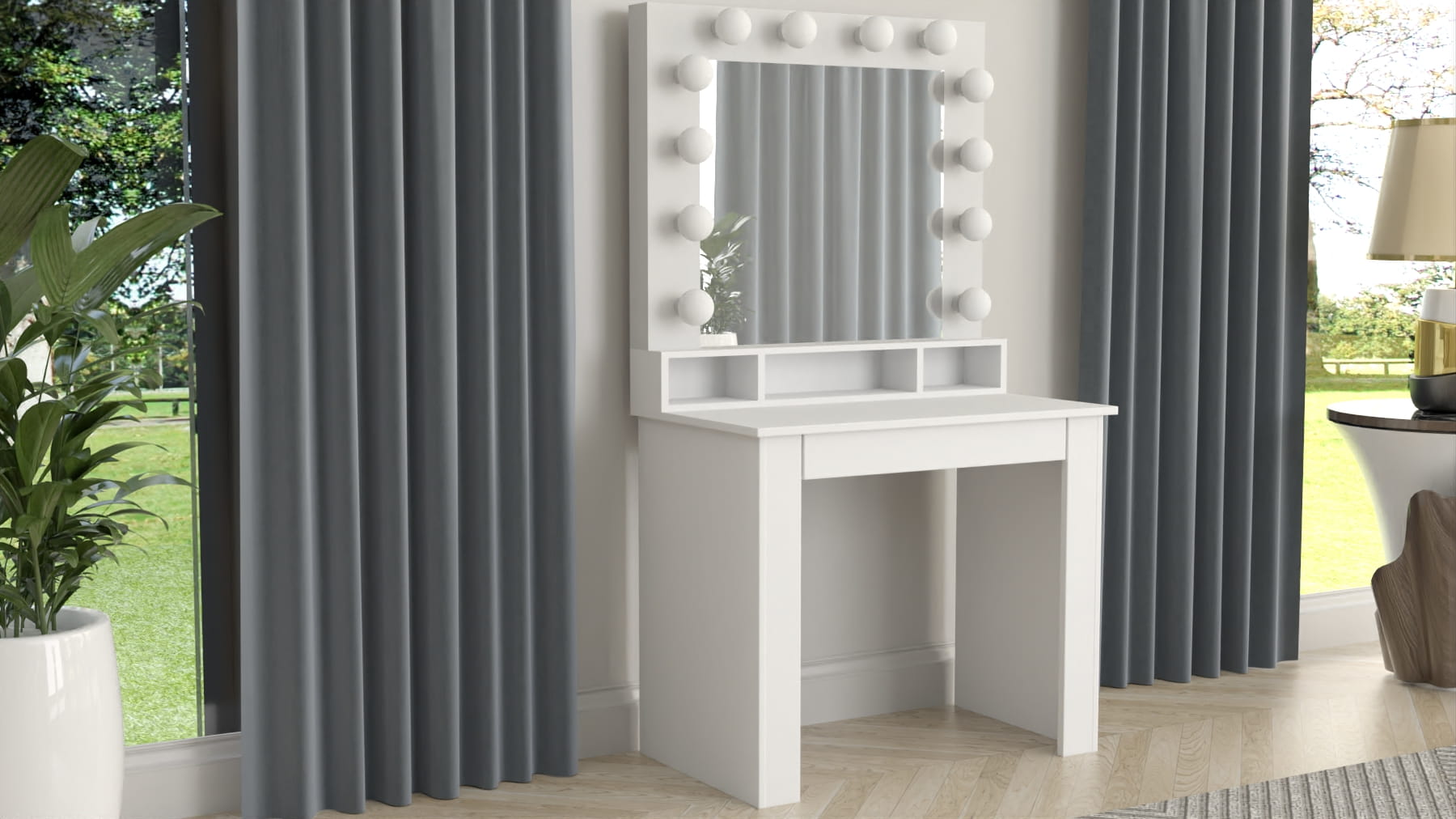 TOALETKA LUSTRO DO MAKIJAŻU WIZAŻU Z OŚWIETLENIEM 12 LED BETI1 ROYAL - obrazek 2