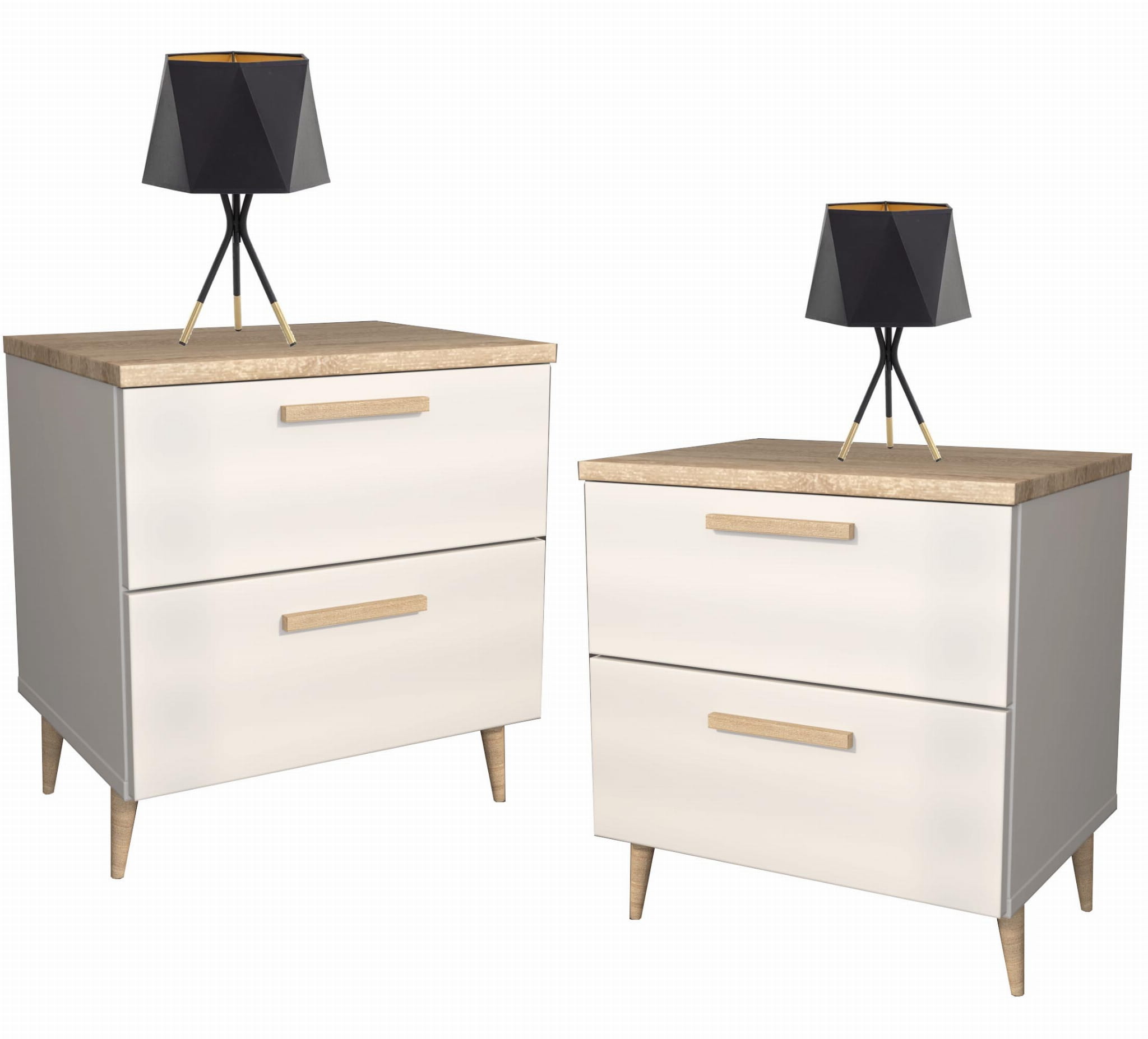 Szafka Nocna w stylu skandynawskim 2 szt NOE Biała