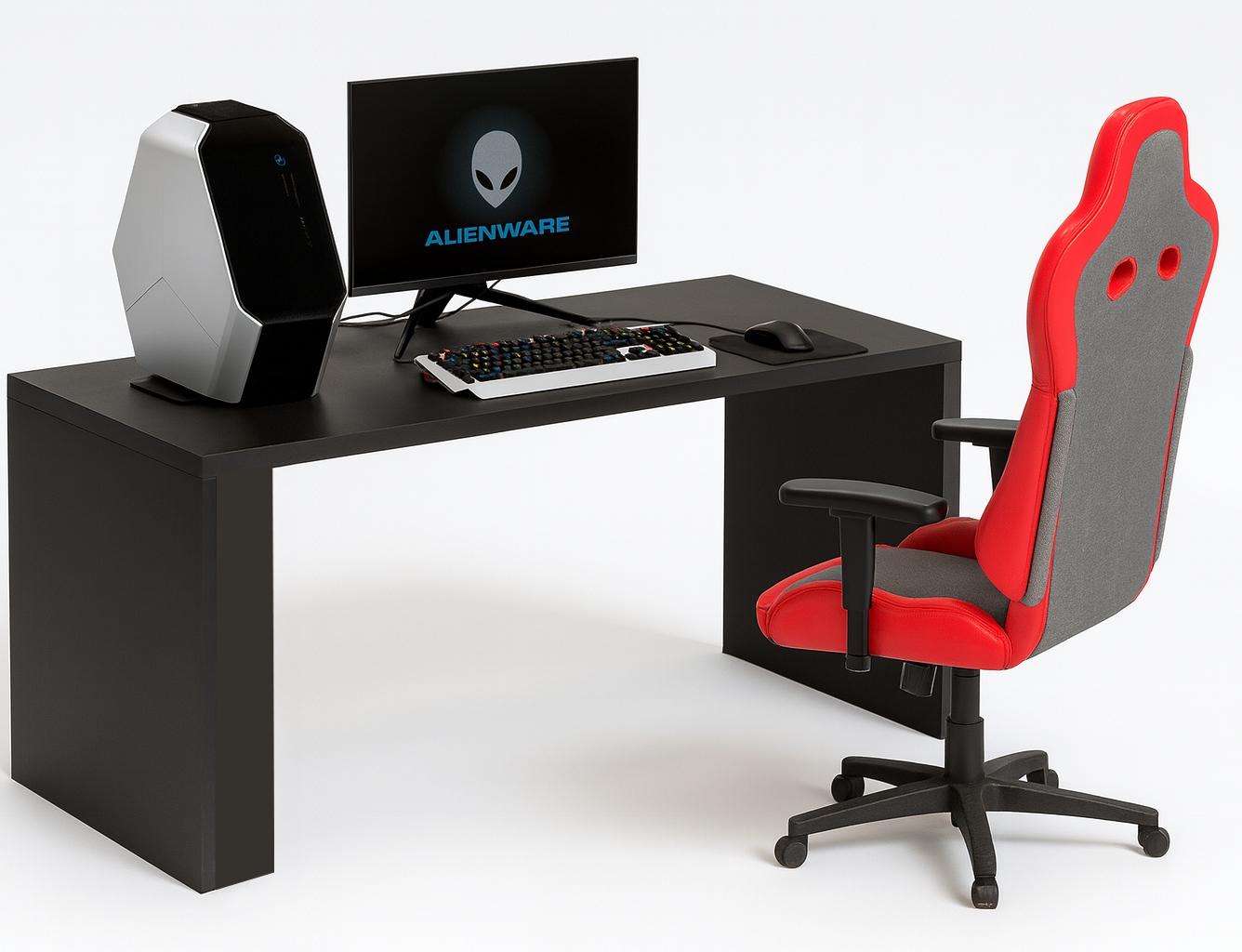 Biurko Gamingowe SHADOW 135×65 – czarny mat, nowoczesny design dla graczy