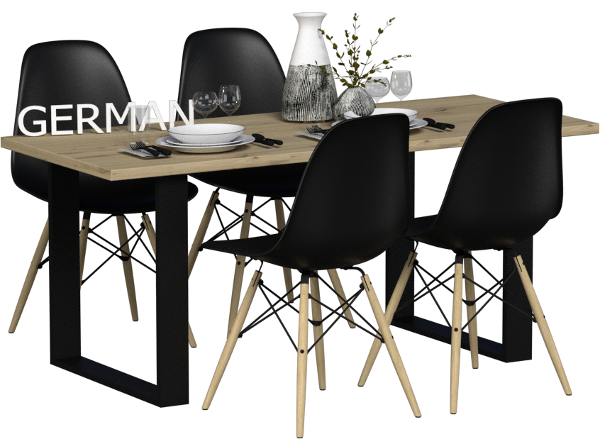 Nowoczesny zestaw do jadalni kuchni STÓŁ i 4 KRZESŁA LOFT METAL