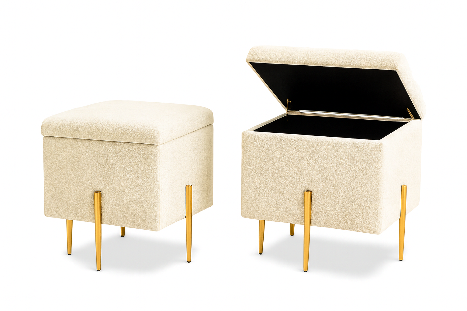 Pufa SOX otwierana ze schowkiem welurowa kufer tapicerowany glamour na złotych nogach do salonu i sypialni Czarny - obrazek 8