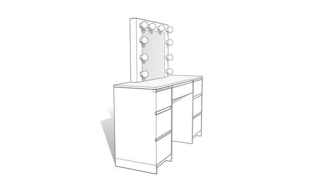 TOALETKA kosmetyczna BIAŁA z lustrem 12 LED BETI7 TABORET - obrazek 18