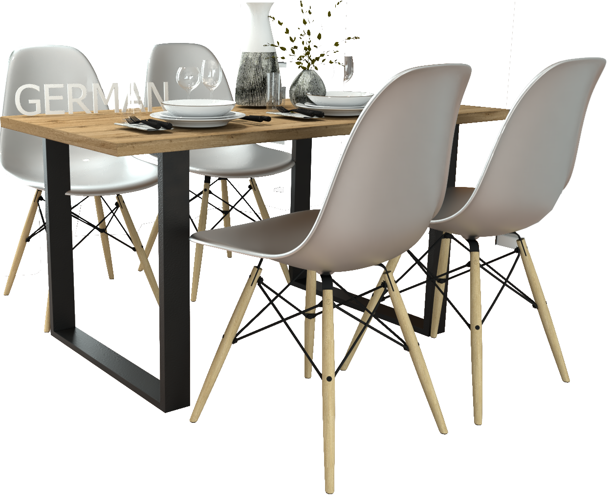 Nowoczesny zestaw do jadalni kuchni STÓŁ i 4 KRZESŁA LOFT METAL - obrazek 5