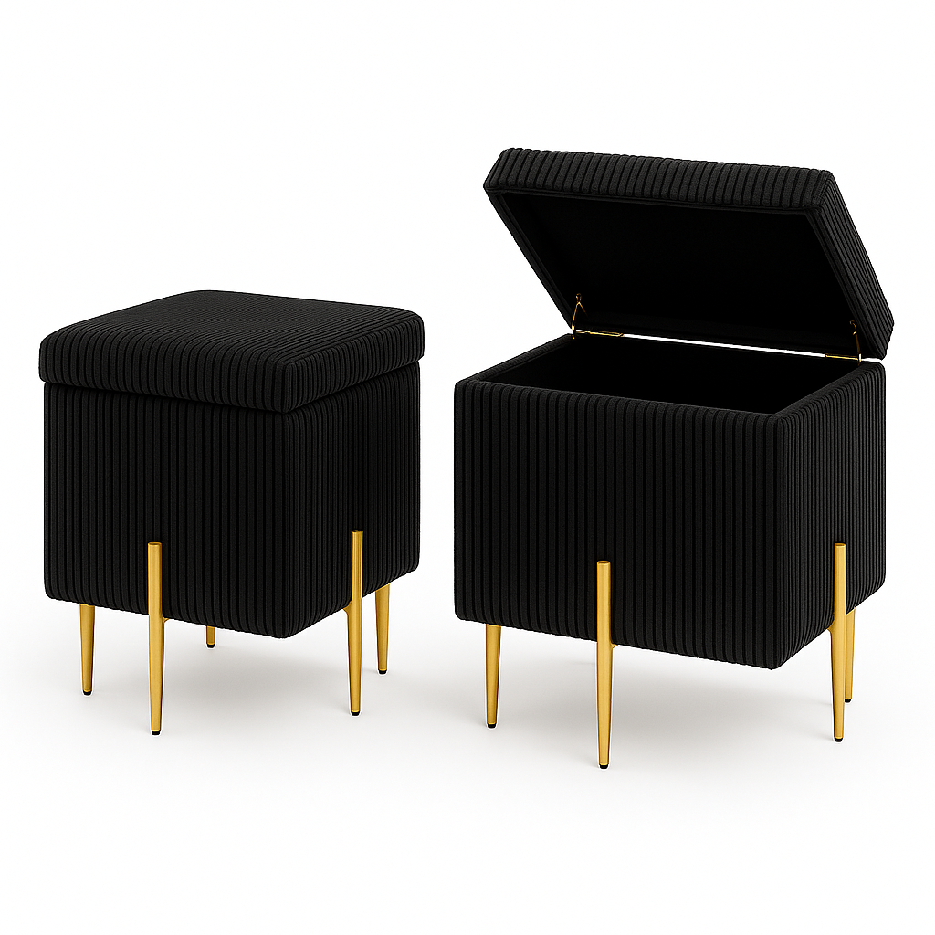 Pufa SOX otwierana ze schowkiem welurowa kufer tapicerowany glamour na złotych nogach do salonu i sypialni Czarny - obrazek 17