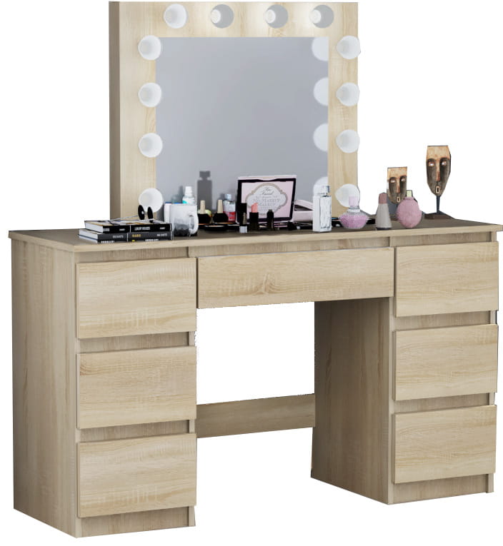 TOALETKA kosmetyczna z lustrem 12 LED wizaż BETI7 DĄB SONOMA