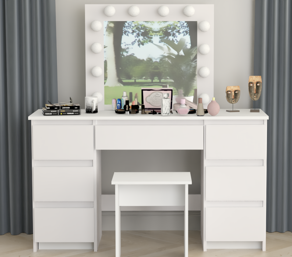 TOALETKA kosmetyczna BIAŁA z lustrem 12 LED BETI7 TABORET