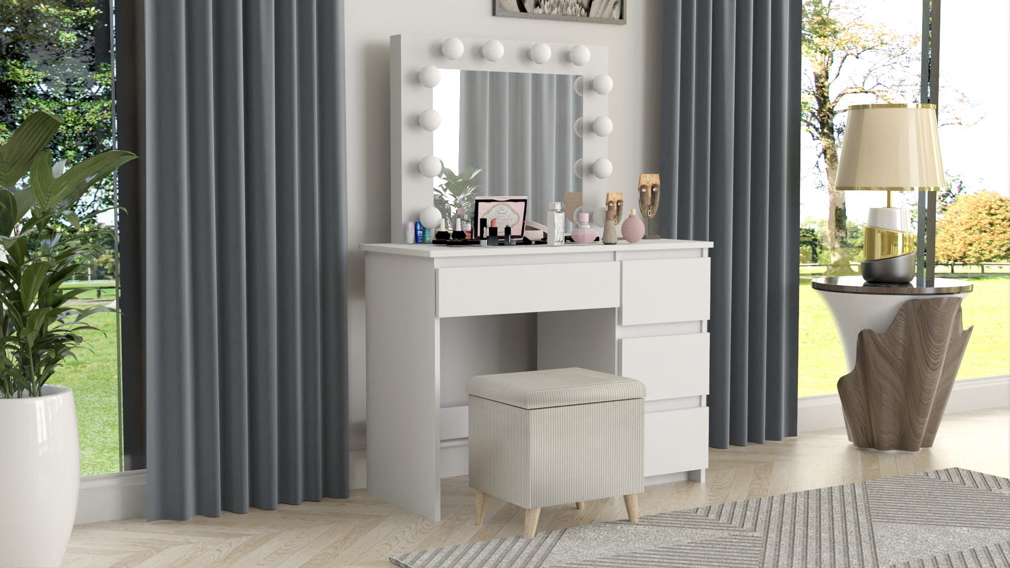 PUFA taboret skrzynia kufer skandynawski NÓŻKI + RÓŻOWY - obrazek 6