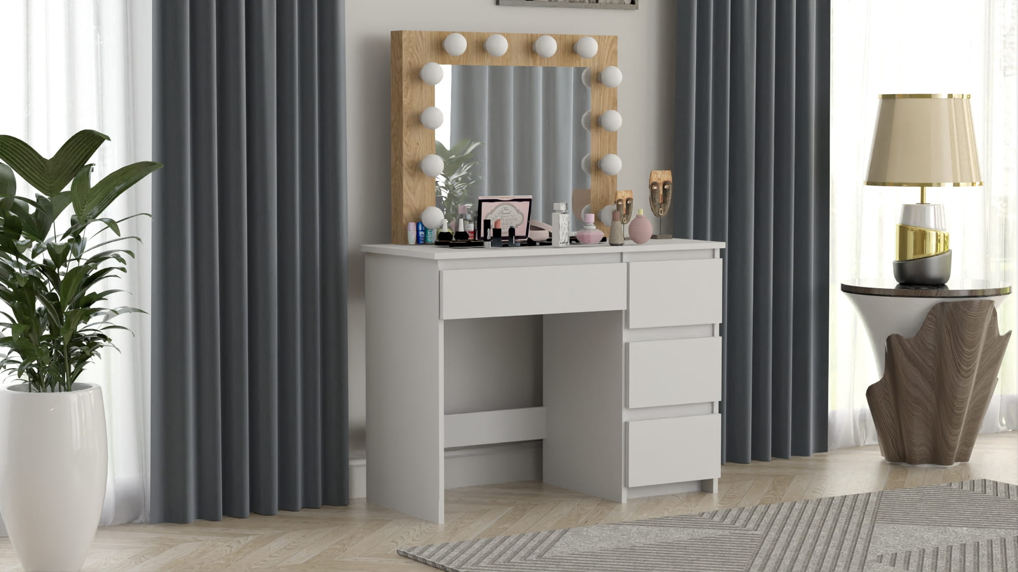 TOALETKA KOSMETYCZNA LUSTRO Z OŚWIETLENIEM 12x LED Zebra Wotan Craft - obrazek 2