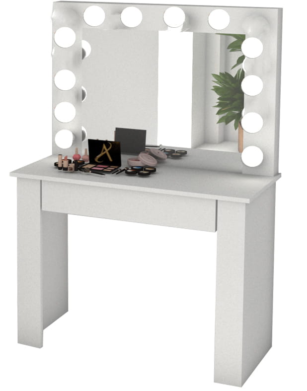 TOALETKA LUSTRO DO MAKIJAŻU WIZAŻU Z OŚWIETLENIEM 12X LED BETI1 Taboret tapicerowany - obrazek 9