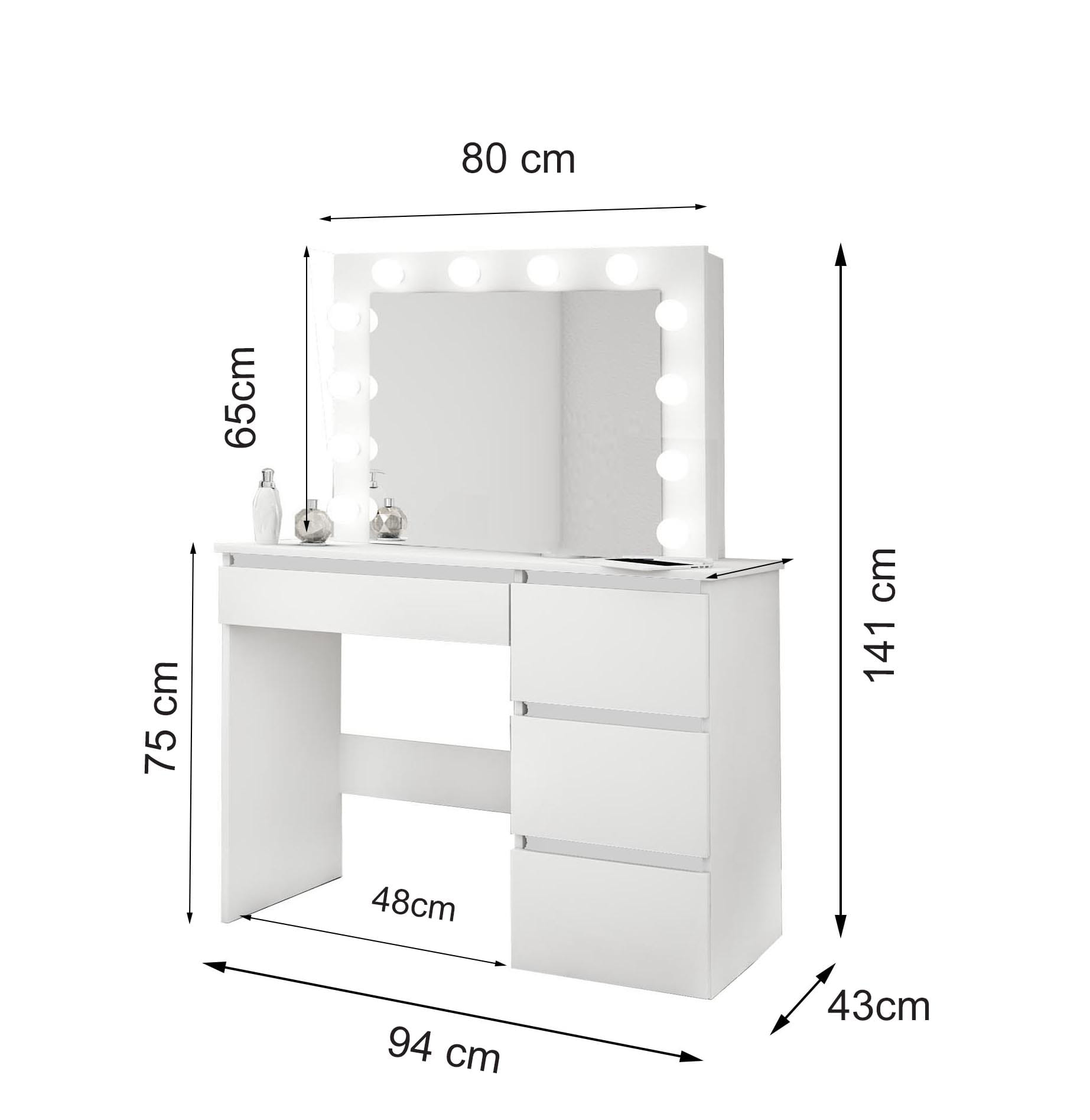 TOALETKA KOSMETYCZNA LUSTRO Z OŚWIETLENIEM 12x LED Zebra Wotan Craft - obrazek 5