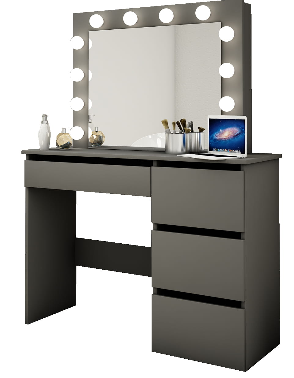 TOALETKA KOSMETYCZNA LUSTRO Z OŚWIETLENIEM 12x LED czarna