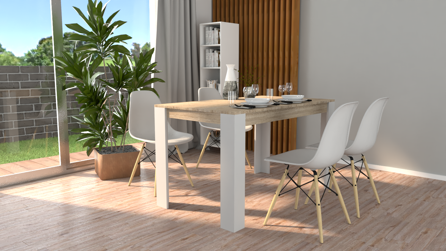 Stół + 4 Krzesła Nowoczesny Skandynawski Styl Sondi - obrazek 2