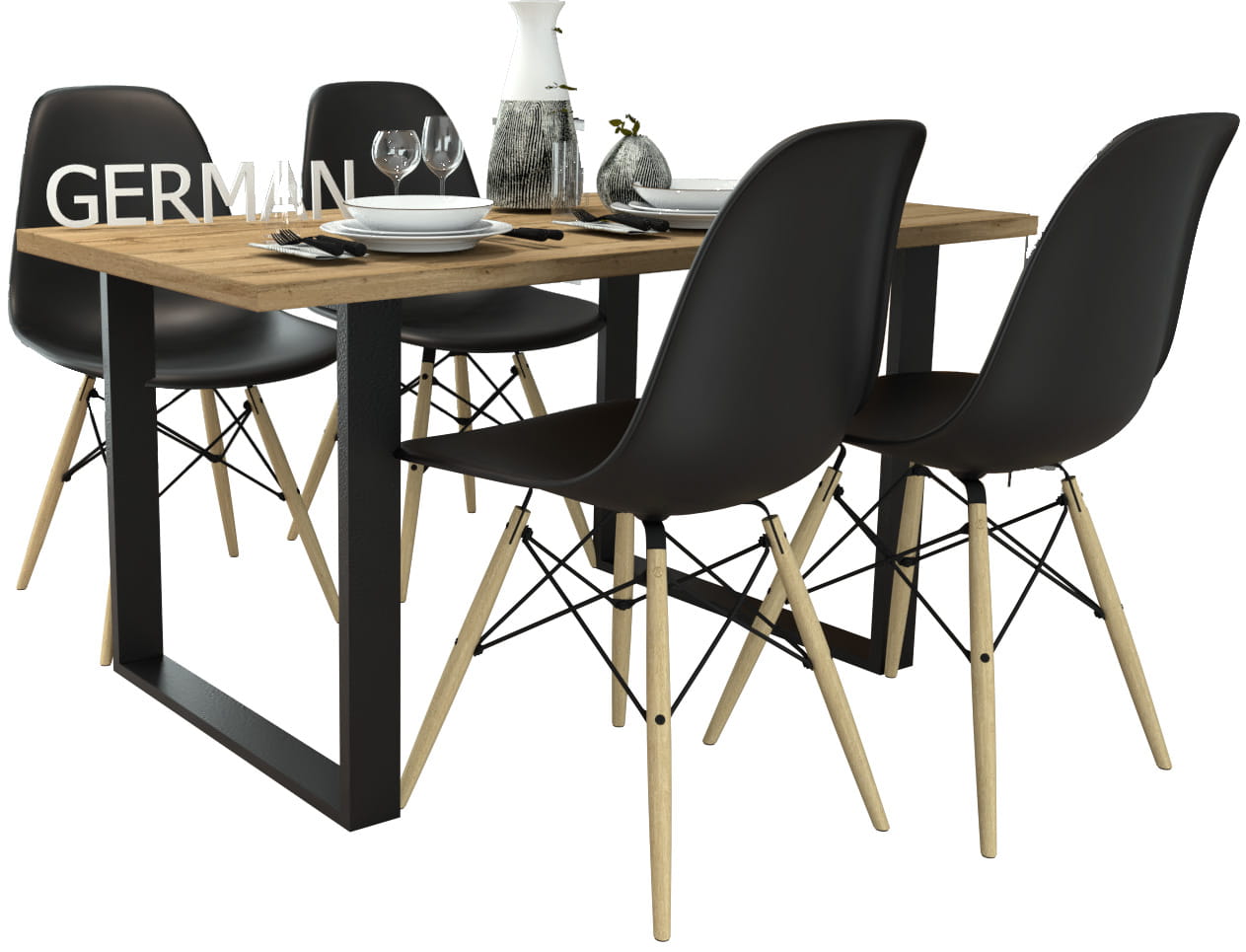 Nowoczesny zestaw do jadalni kuchni STÓŁ i 4 KRZESŁA LOFT ARTISAN - obrazek 5