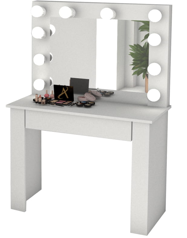 TOALETKA LUSTRO DO MAKIJAŻU WIZAŻU Z OŚWIETLENIEM 12X LED BETI1 Taboret tapicerowany - obrazek 7