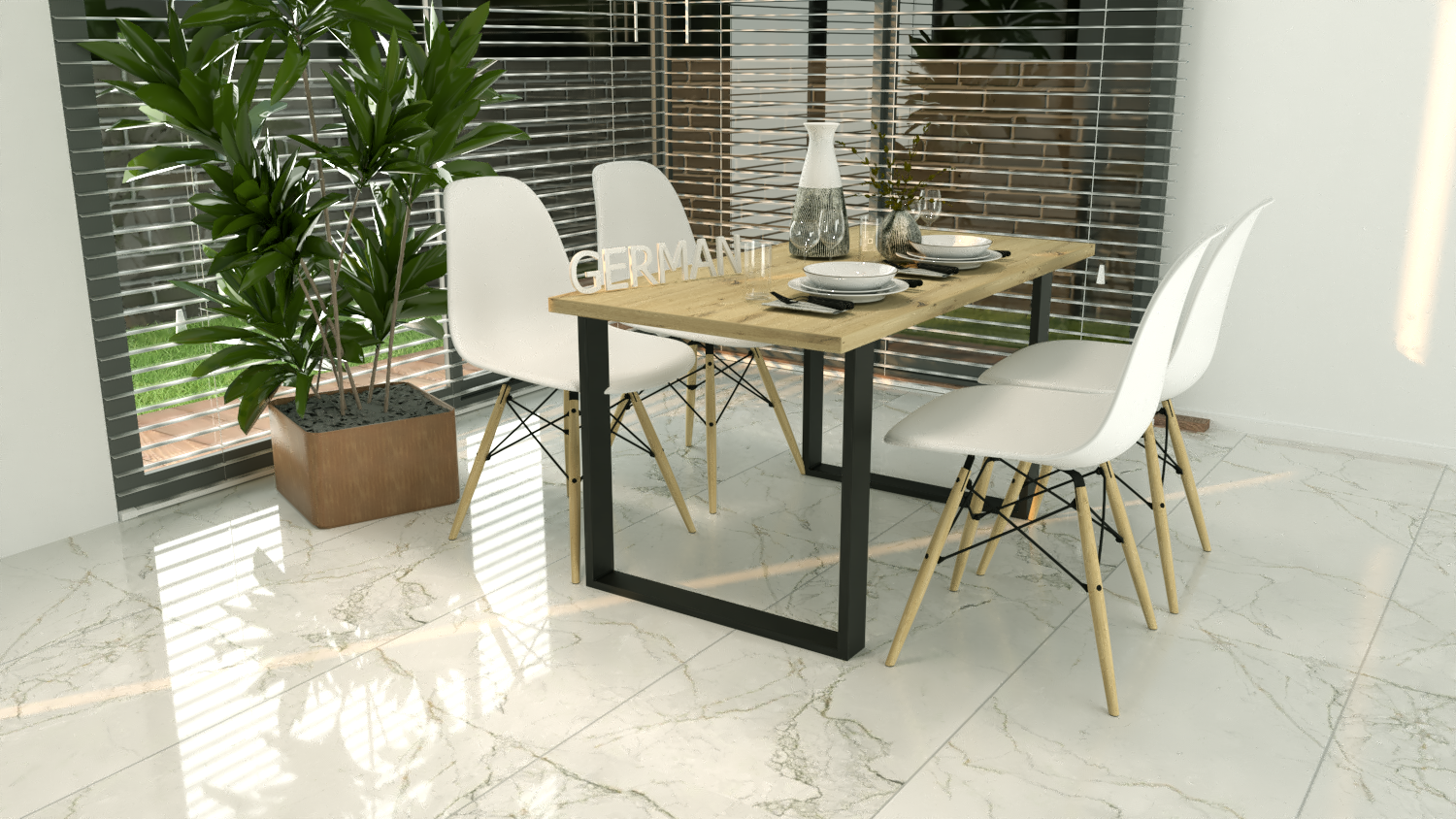 Nowoczesny zestaw do jadalni kuchni STÓŁ i 4 KRZESŁA LOFT METAL - obrazek 2