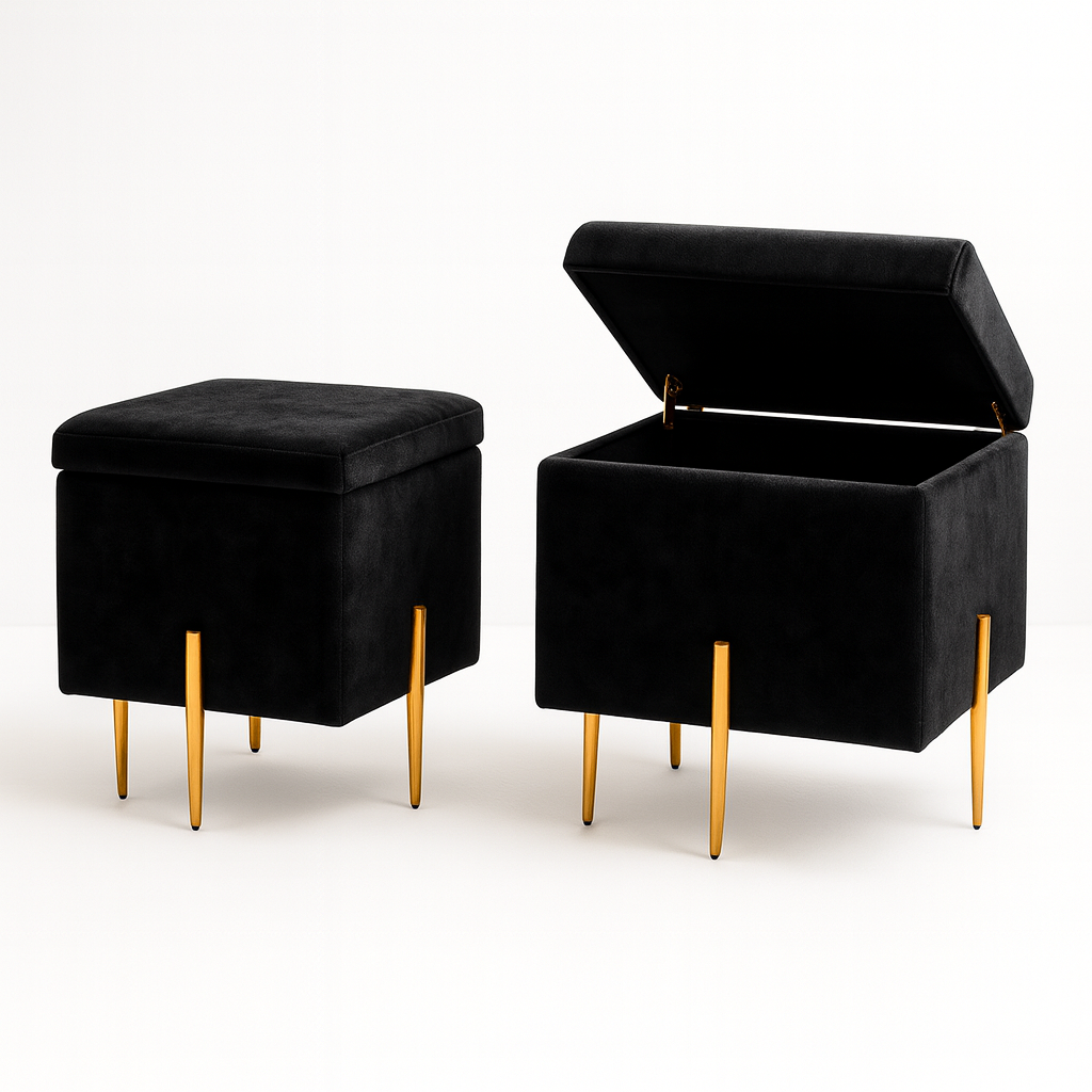 Pufa SOX otwierana ze schowkiem welurowa kufer tapicerowany glamour na złotych nogach do salonu i sypialni SZARY - obrazek 14