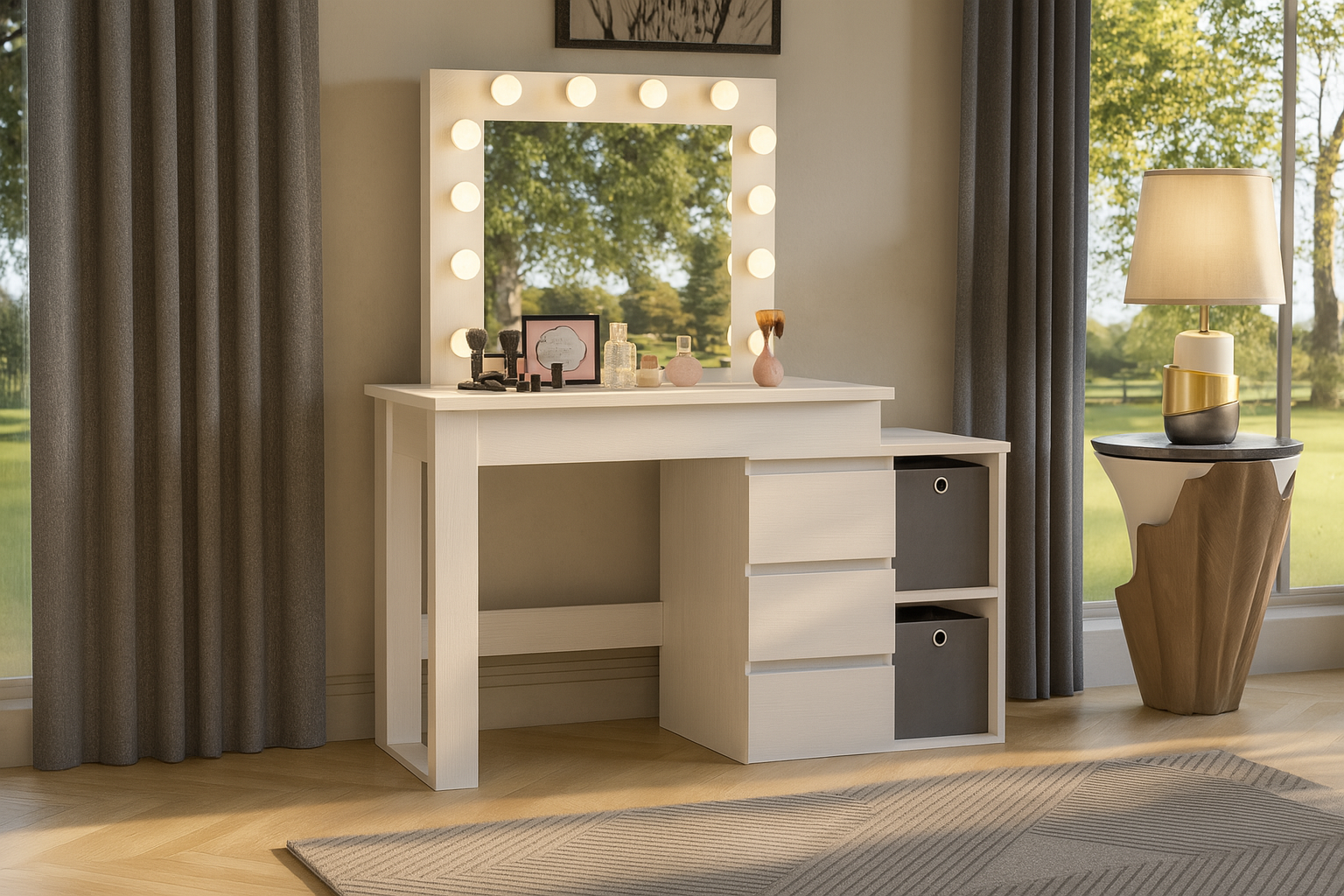 TOALETKA KOSMETYCZNA LUSTRO Z OŚWIETLENIEM 12x LED LIVIA - obrazek 4