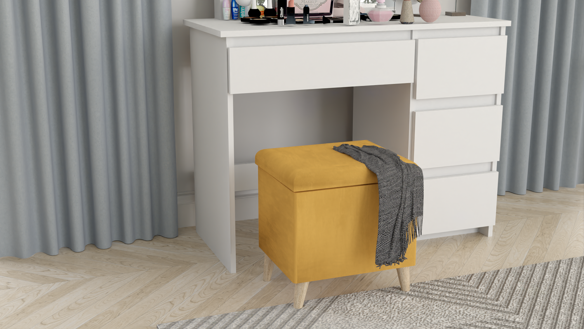 PUFA taboret skrzynia kufer skandynawski BUTELKOWA ZIELEŃ - obrazek 13