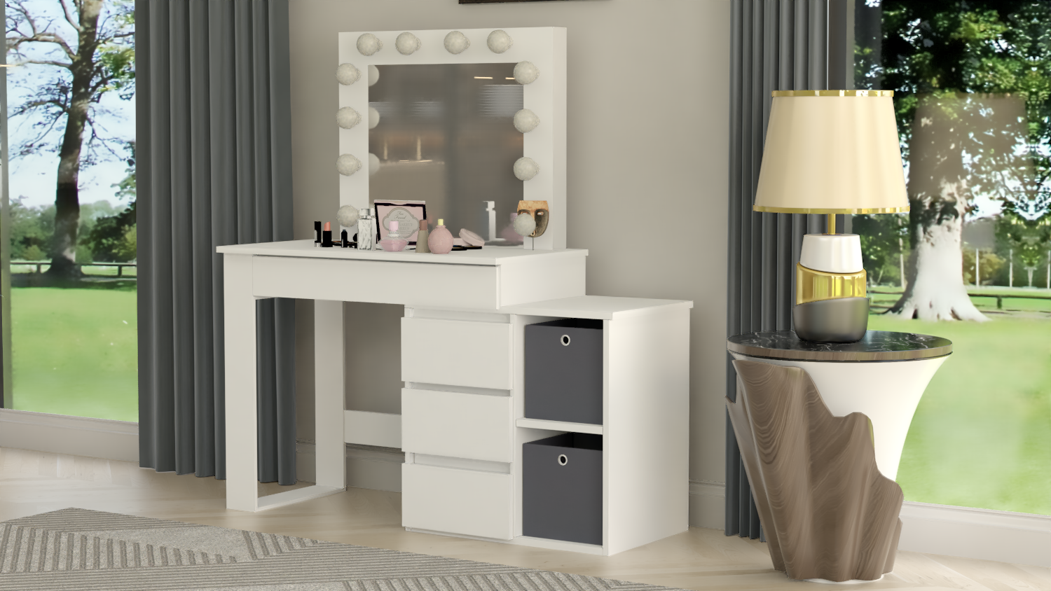 TOALETKA KOSMETYCZNA LUSTRO Z OŚWIETLENIEM 12x LED LIVIA - obrazek 8