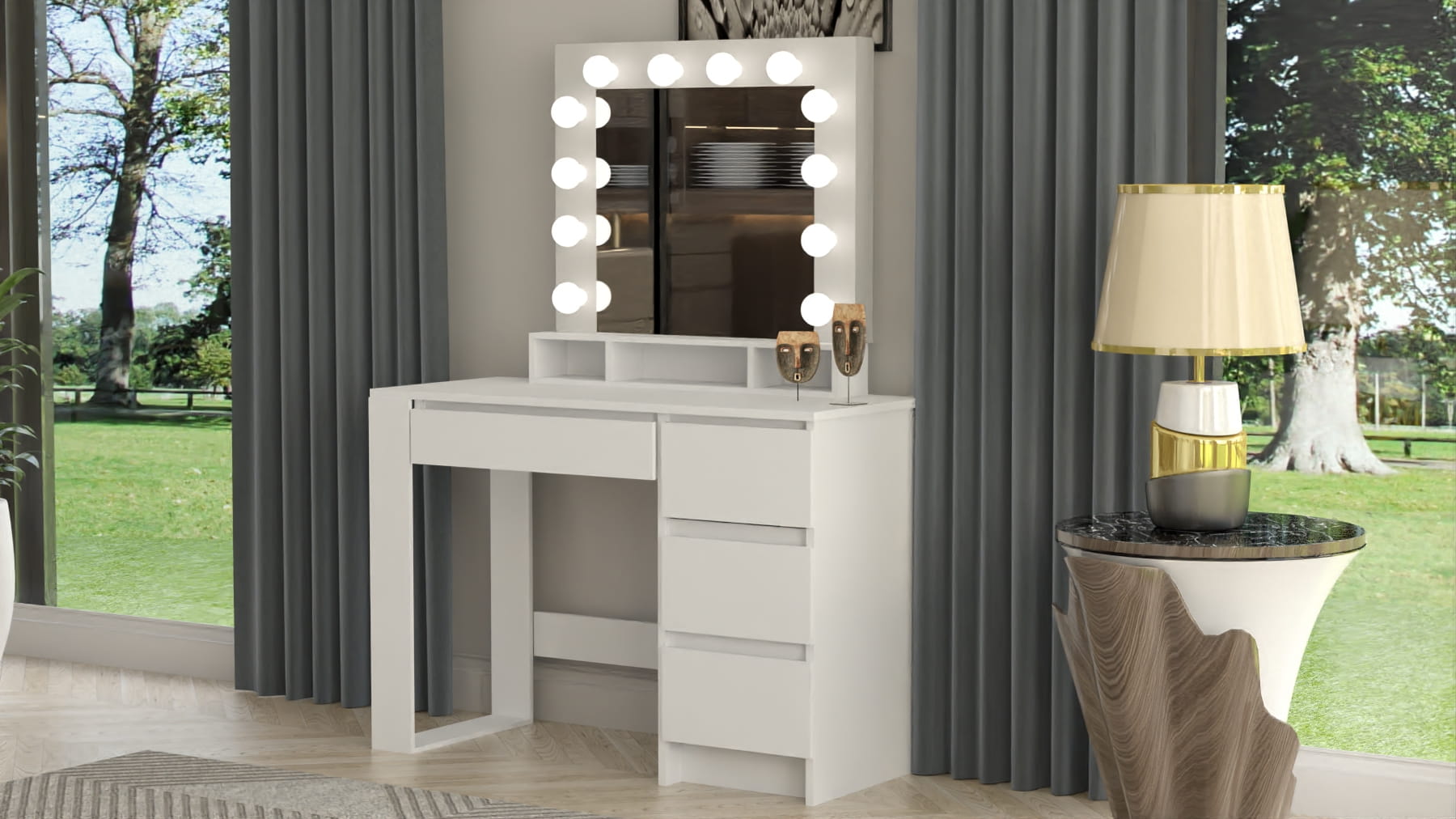 TOALETKA KOSMETYCZNA LUSTRO Z OŚWIETLENIEM 12x LED betiL ROYAL - obrazek 2