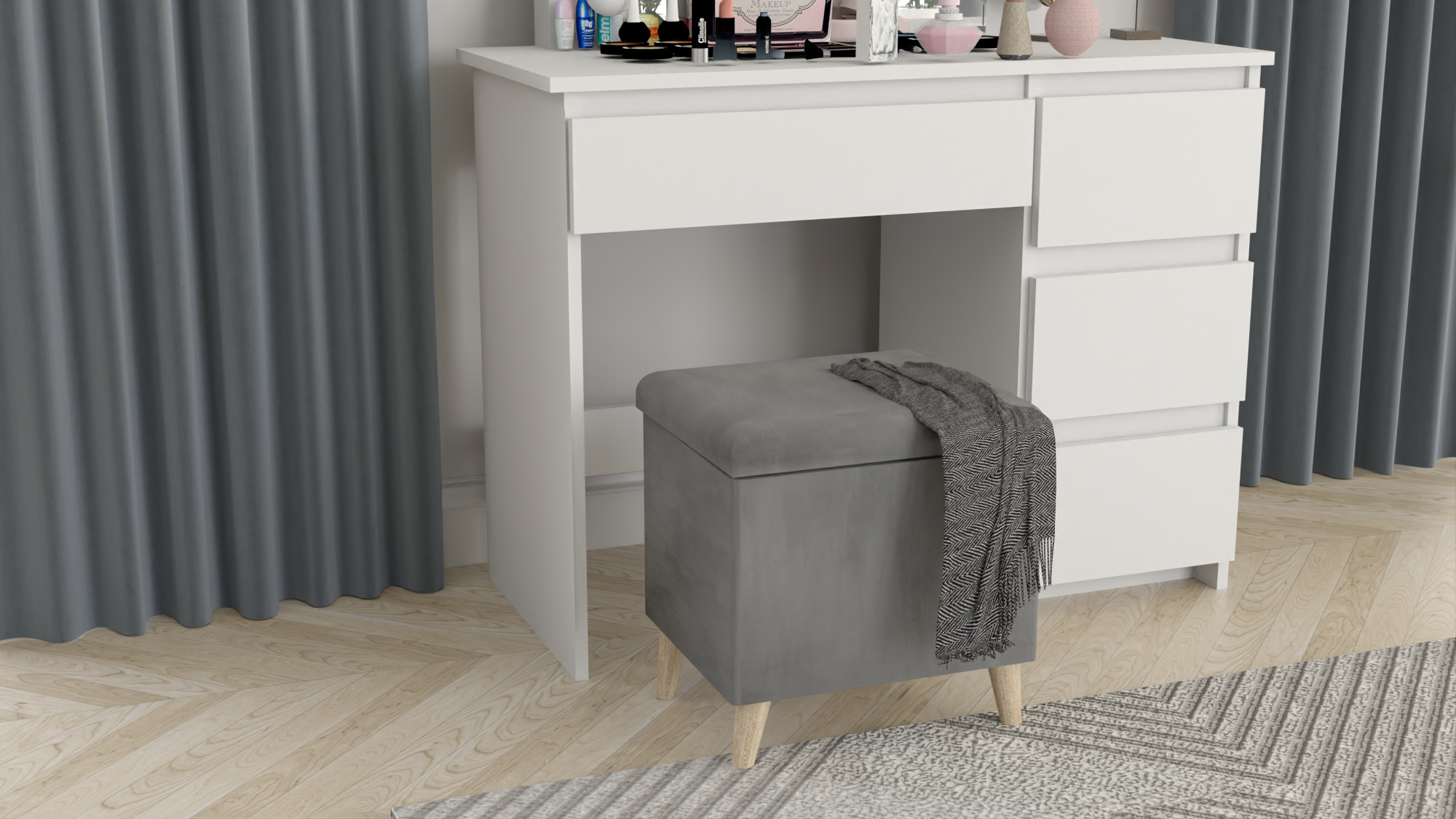 PUFA taboret skrzynia kufer skandynawski NÓŻKI CZARNY - obrazek 8