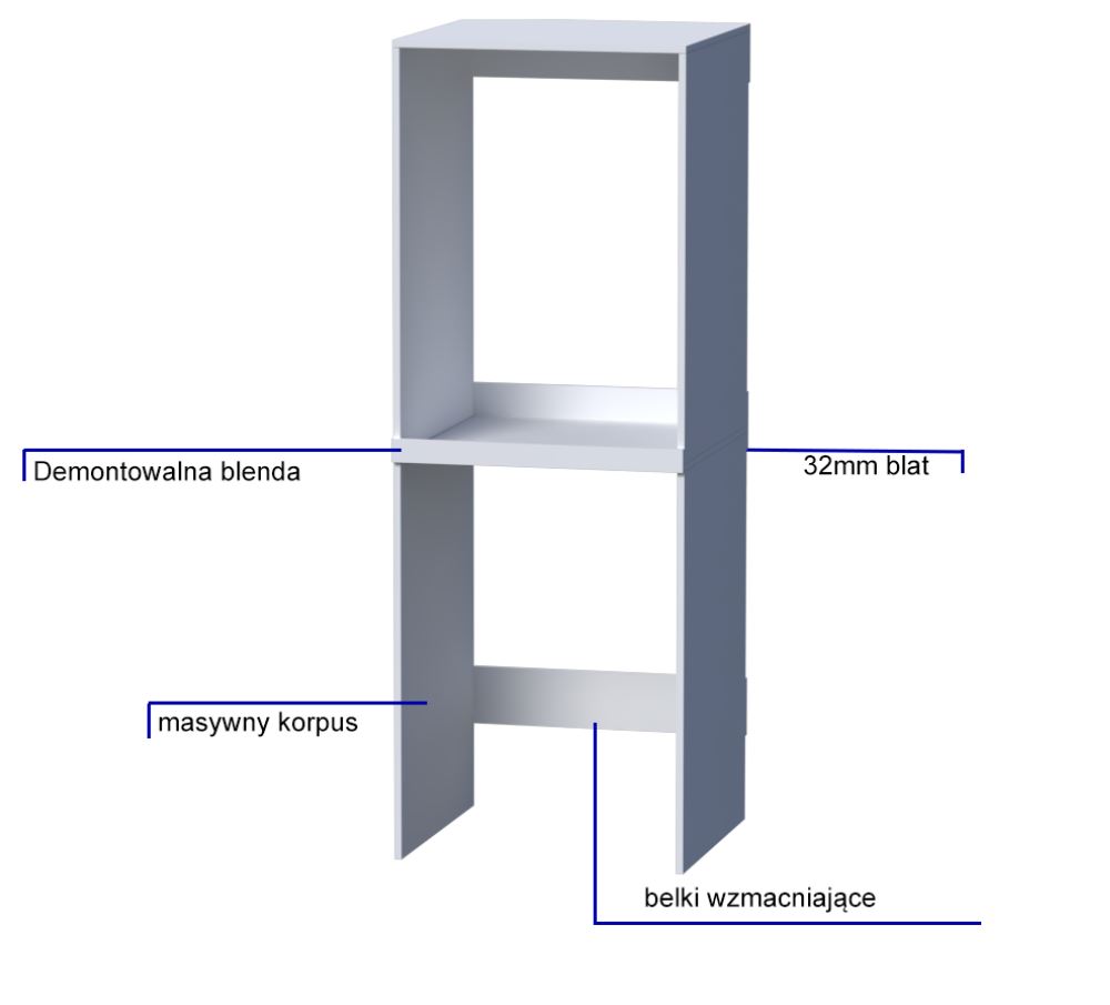 Szafka na Pralkę i Suszarkę do Łazienki - Regał Słupek Biały z Półkami do Pralni - obrazek 6