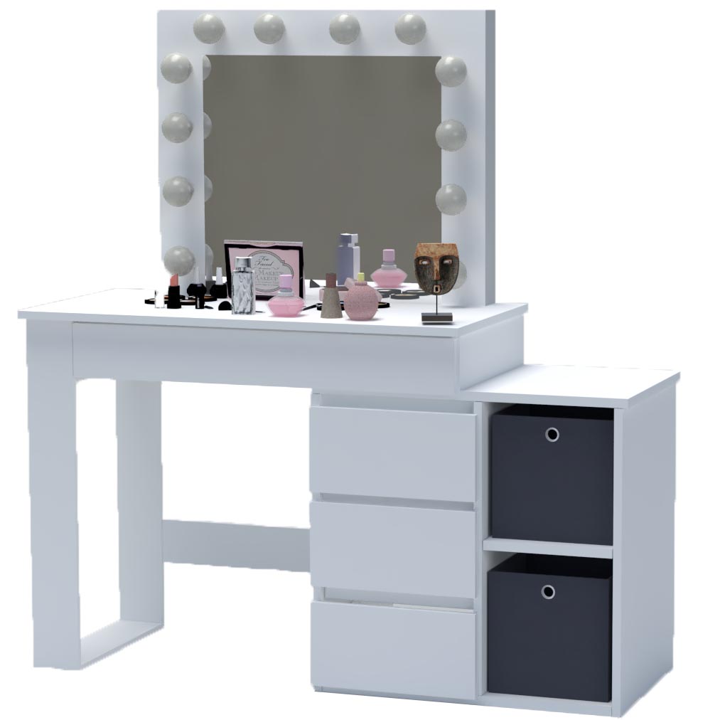 TOALETKA KOSMETYCZNA LUSTRO Z OŚWIETLENIEM 12x LED LIVIA - obrazek 3