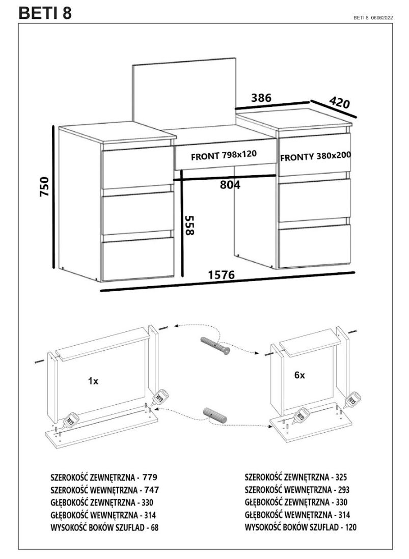 TOALETKA kosmetyczna z lustrem 12 LED wizaż BETI7 DĄB ARTISAN Czarna - obrazek 9