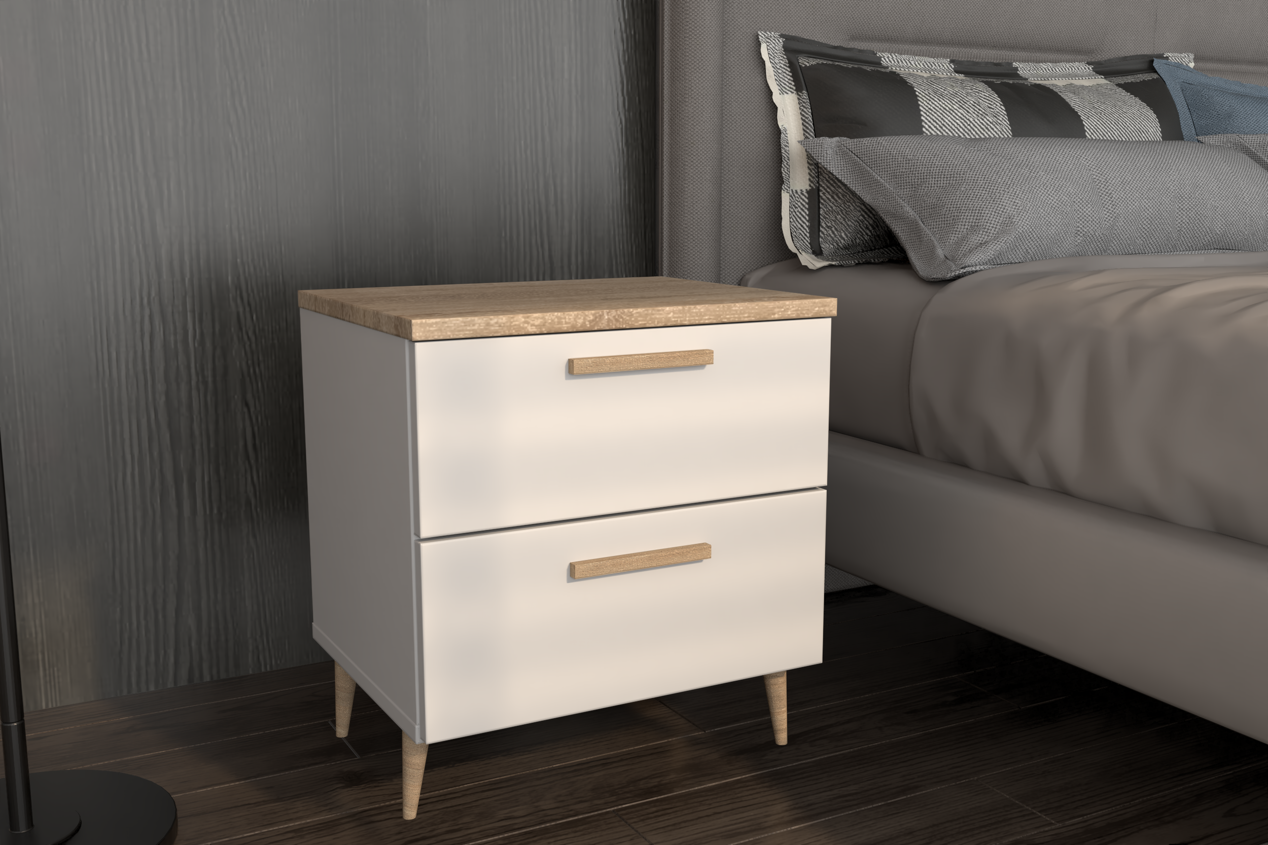 Szafka Nocna w stylu skandynawskim 2 szt NOE Biała - obrazek 6