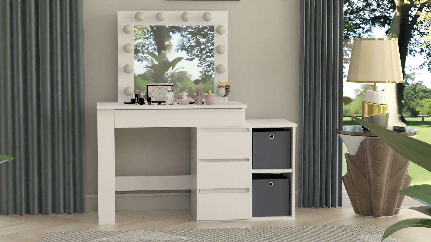 TOALETKA KOSMETYCZNA LUSTRO Z OŚWIETLENIEM 12x LED LIVIA - obrazek 7