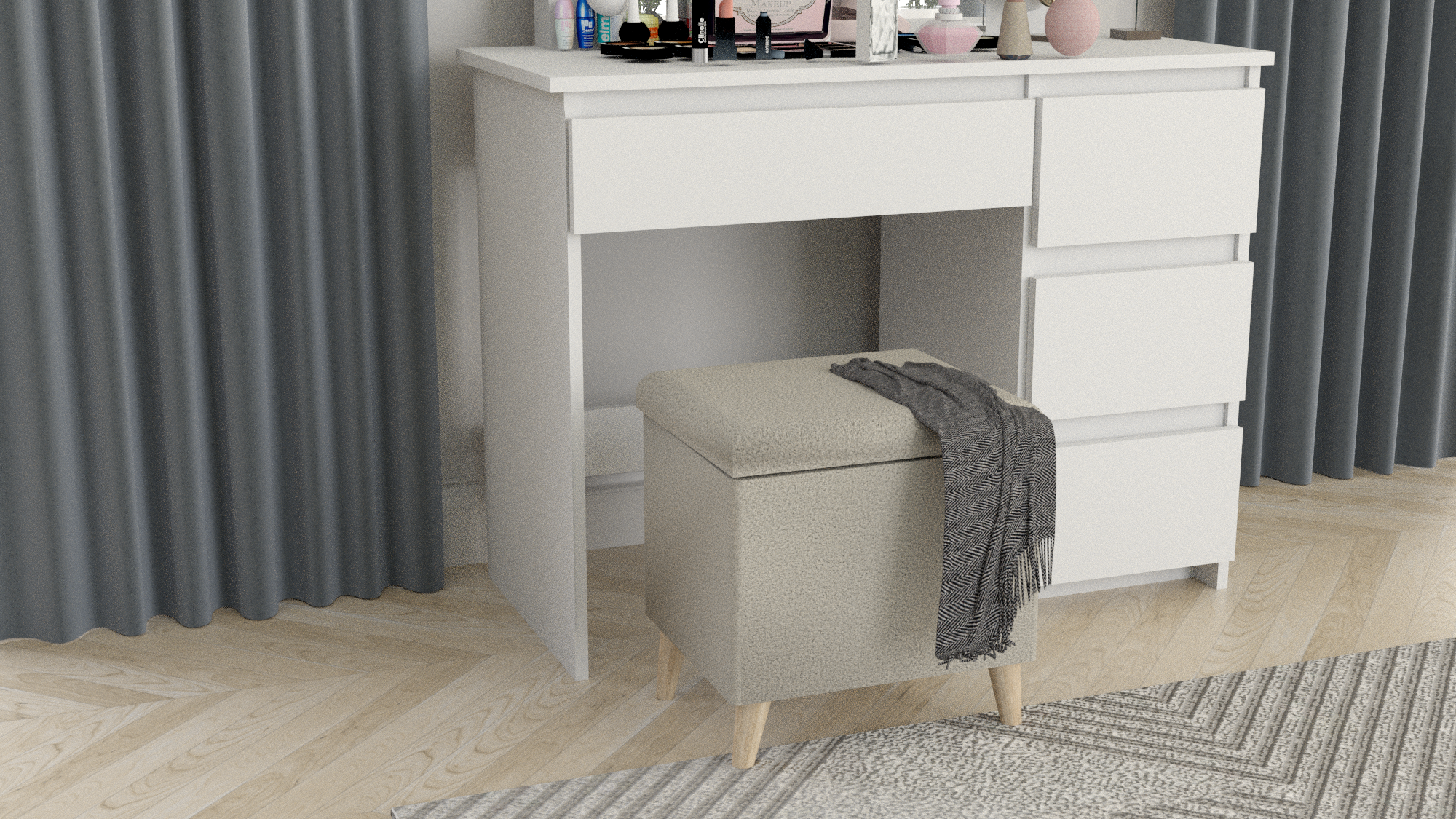 PUFA Otwierana Bukla Bouclé z Schowkiem - Skrzynia/Kufer Tapicerowany - obrazek 6